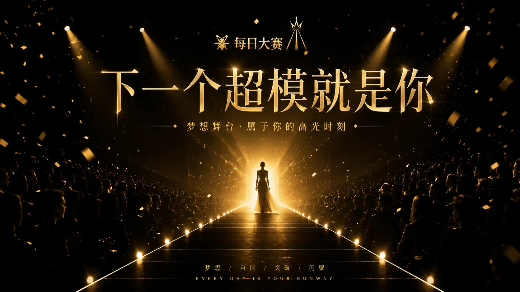 每日大赛黑金舞台与成年模特赛事氛围